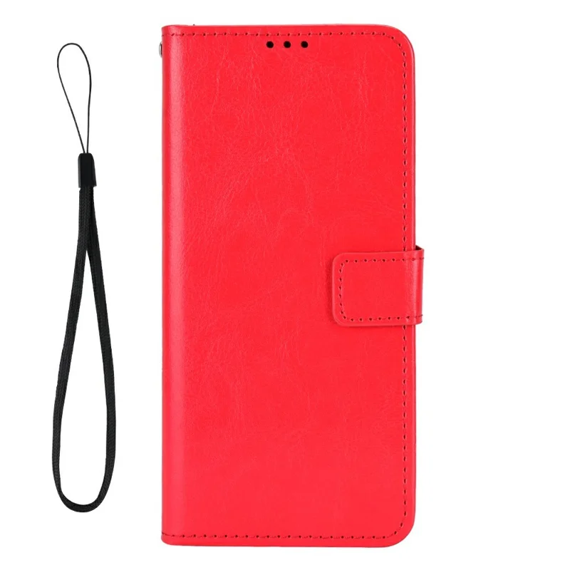 For Infinix Hot 50 Pro 4G X6881 Case Crazy Horse Texture PU Leather Phone Wallet Cover - Red