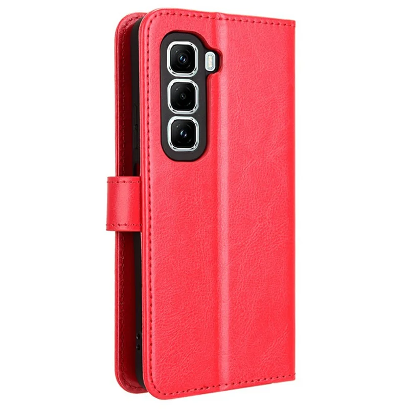 For Infinix Hot 50 Pro 4G X6881 Case Crazy Horse Texture PU Leather Phone Wallet Cover - Red