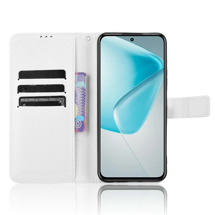 Für Infinix Hot 50 Pro 4G X6881 Hülle PU-Leder Diamanttextur Geldbörsen-Handyhülle - Weiß