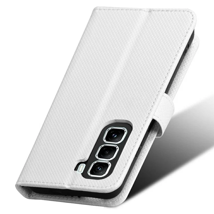 Für Infinix Hot 50 Pro 4G X6881 Hülle PU-Leder Diamanttextur Geldbörsen-Handyhülle - Weiß