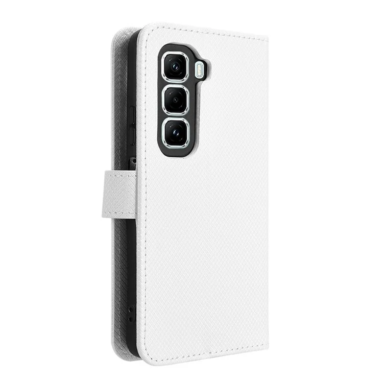 Für Infinix Hot 50 Pro 4G X6881 Hülle PU-Leder Diamanttextur Geldbörsen-Handyhülle - Weiß
