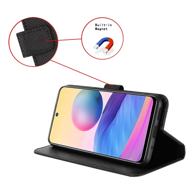 Funda para Infinix Hot 50 Pro+ 4G X6880 de piel sintética con textura de diamante y billetera - Negro