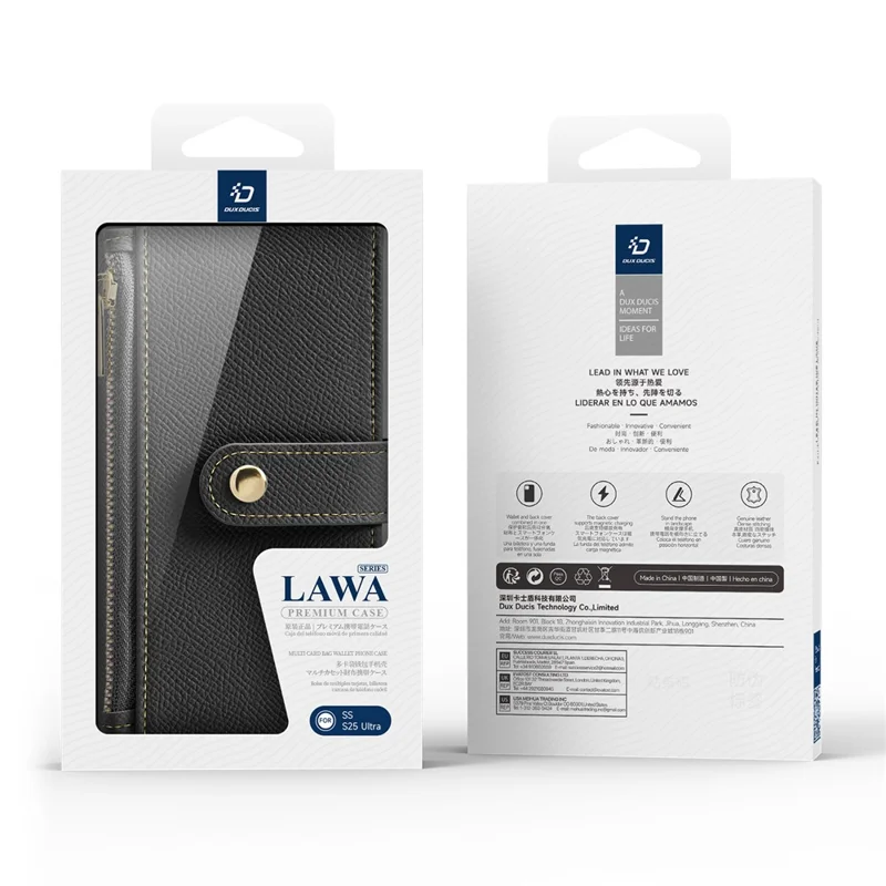 DUX DUCIS Lawa Series For Samsung Galaxy S25 Ultra Case Detachable Magnetic Cowhide Leather Cover Zipper Wallet - Black - 12