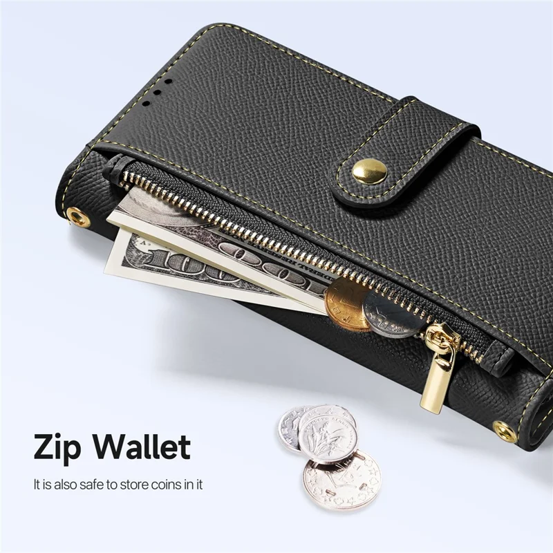 DUX DUCIS Lawa Series For Samsung Galaxy S25 Ultra Case Detachable Magnetic Cowhide Leather Cover Zipper Wallet - Black - 8