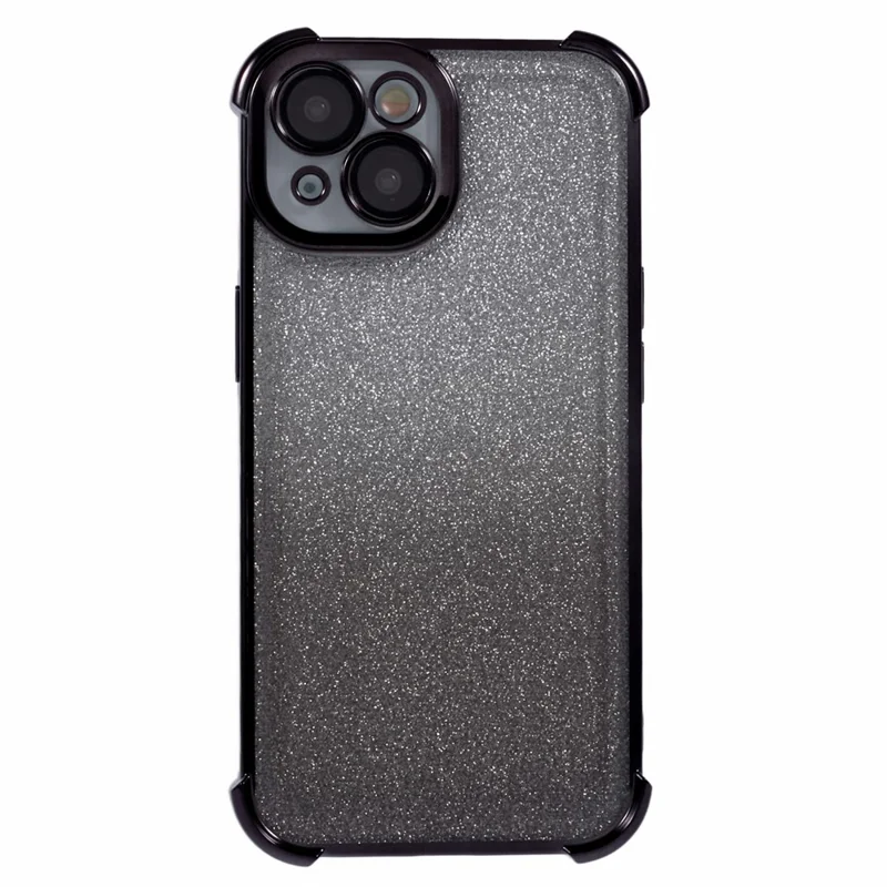 For iPhone 15 Plus Case Glitter TPU Phone Cover Reinforced Corners - Black
