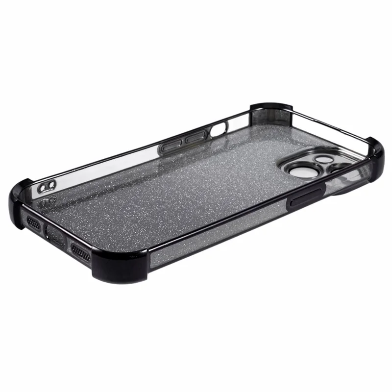 For iPhone 15 Plus Case Glitter TPU Phone Cover Reinforced Corners - Black