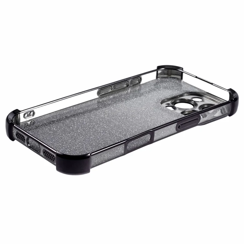 For iPhone 16 Pro Max Case Glitter TPU Phone Cover Reinforced Corners - Black