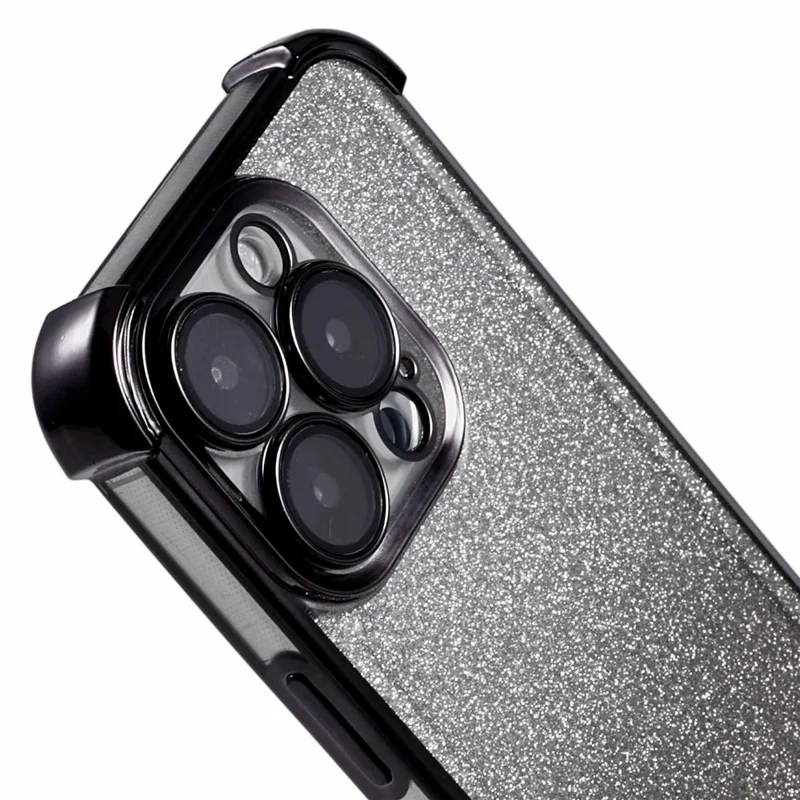 For iPhone 16 Pro Max Case Glitter TPU Phone Cover Reinforced Corners - Black