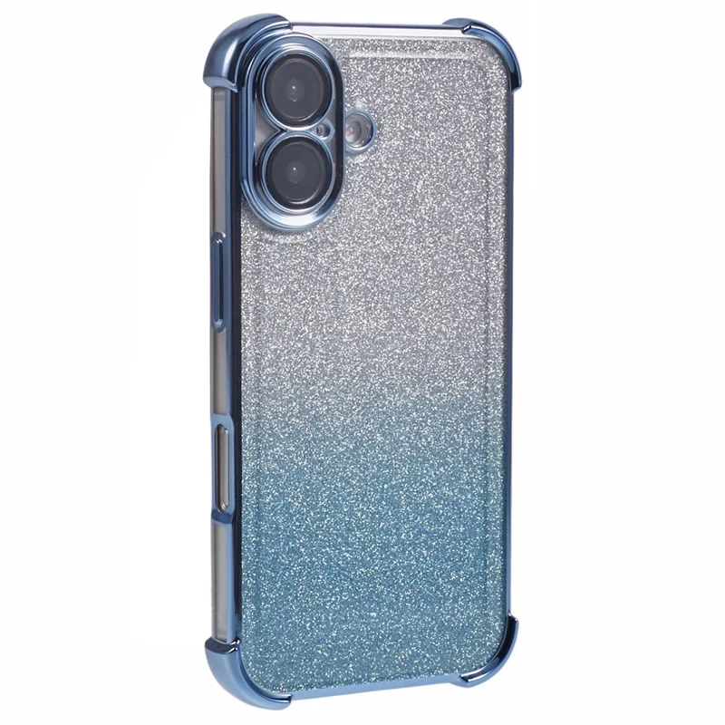For iPhone 16 Plus Case Glitter TPU Phone Cover Reinforced Corners - Blå