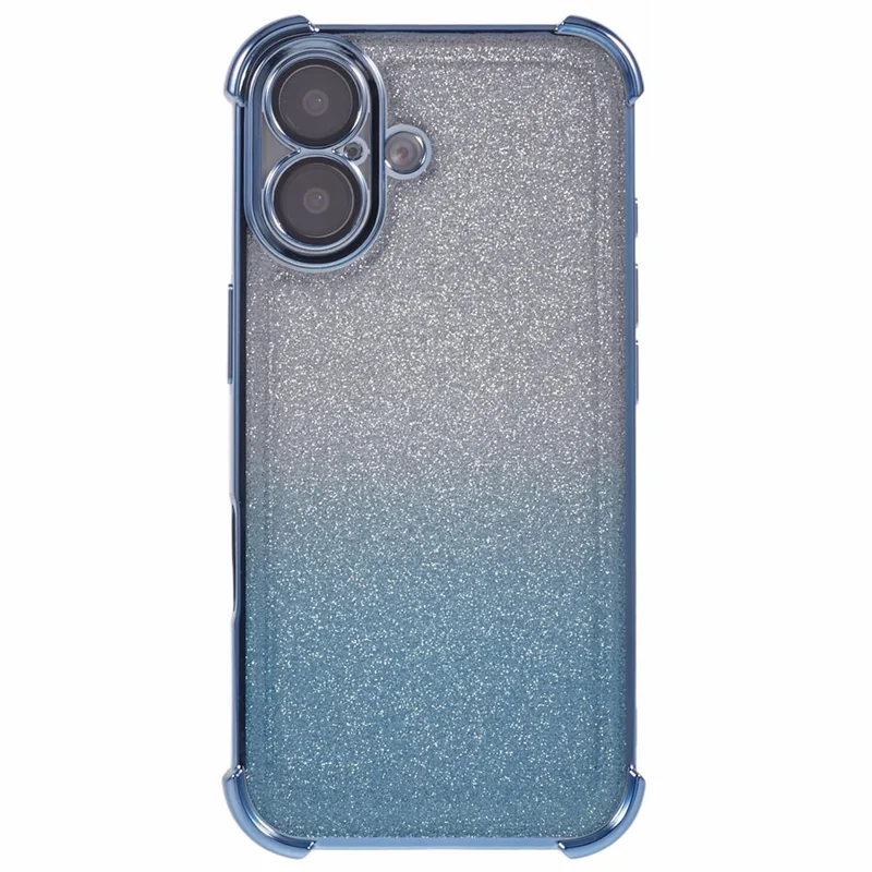 For iPhone 16 Plus Case Glitter TPU Phone Cover Reinforced Corners - Blå