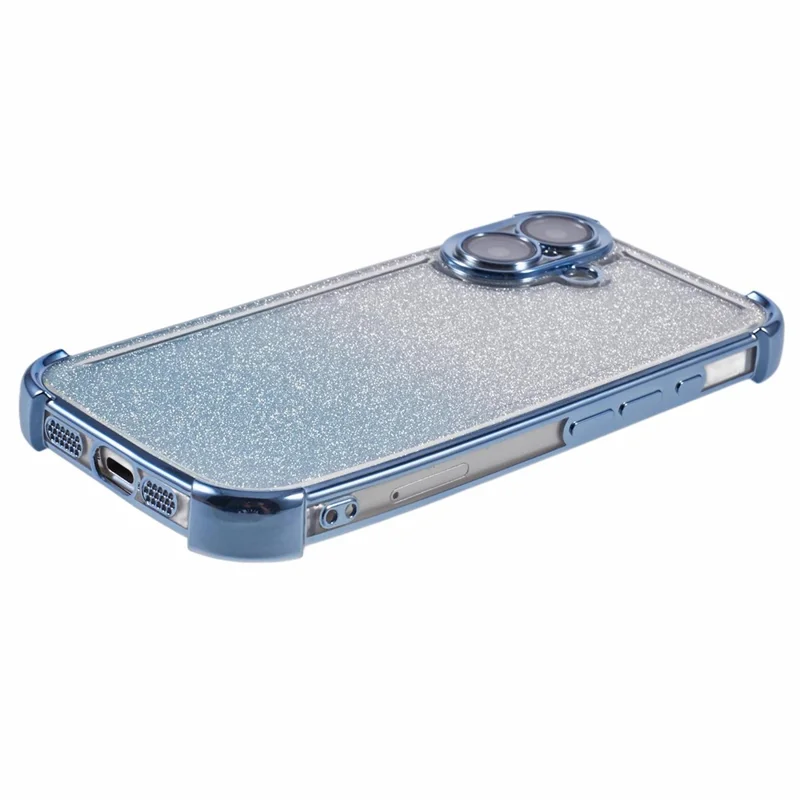 For iPhone 16 Plus Case Glitter TPU Phone Cover Reinforced Corners - Blå