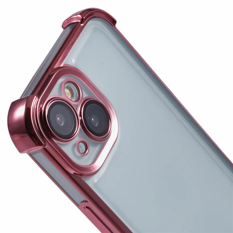 For iPhone 15 Plus Case Reinforced Corners TPU Clear Back Cover - Pink