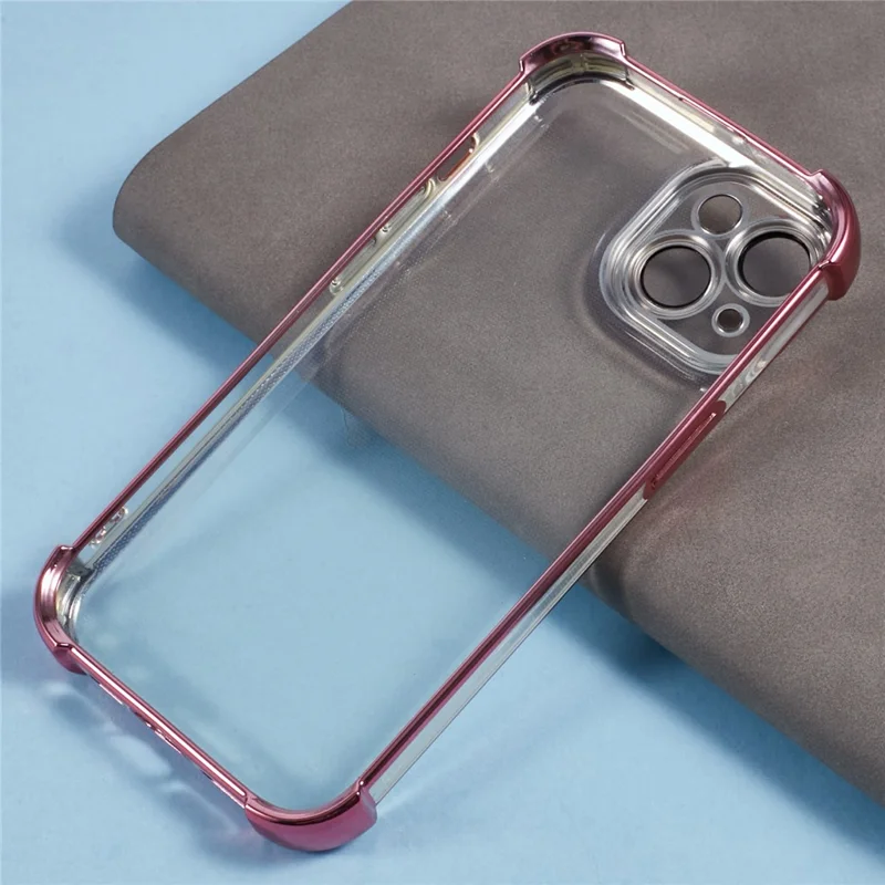For iPhone 15 Plus Case Reinforced Corners TPU Clear Back Cover - Pink