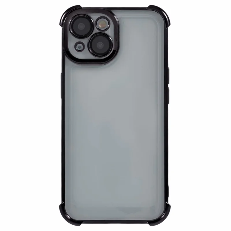 For iPhone 14 Case Reinforced Corners TPU Clear Back Cover - Black