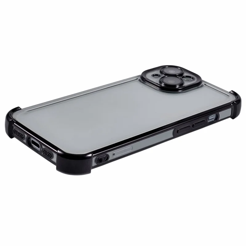 For iPhone 14 Case Reinforced Corners TPU Clear Back Cover - Black