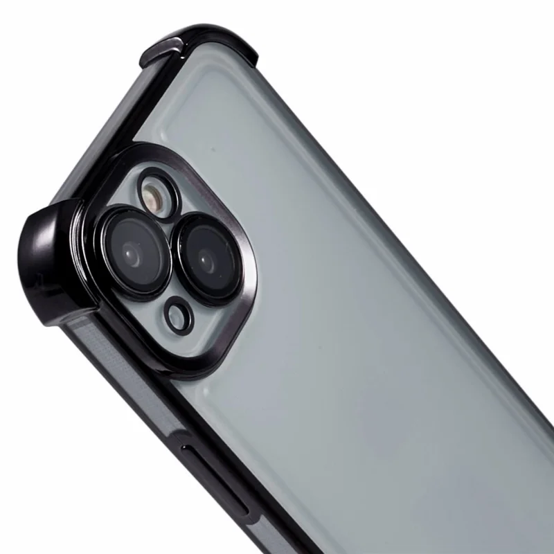 For iPhone 14 Case Reinforced Corners TPU Clear Back Cover - Black