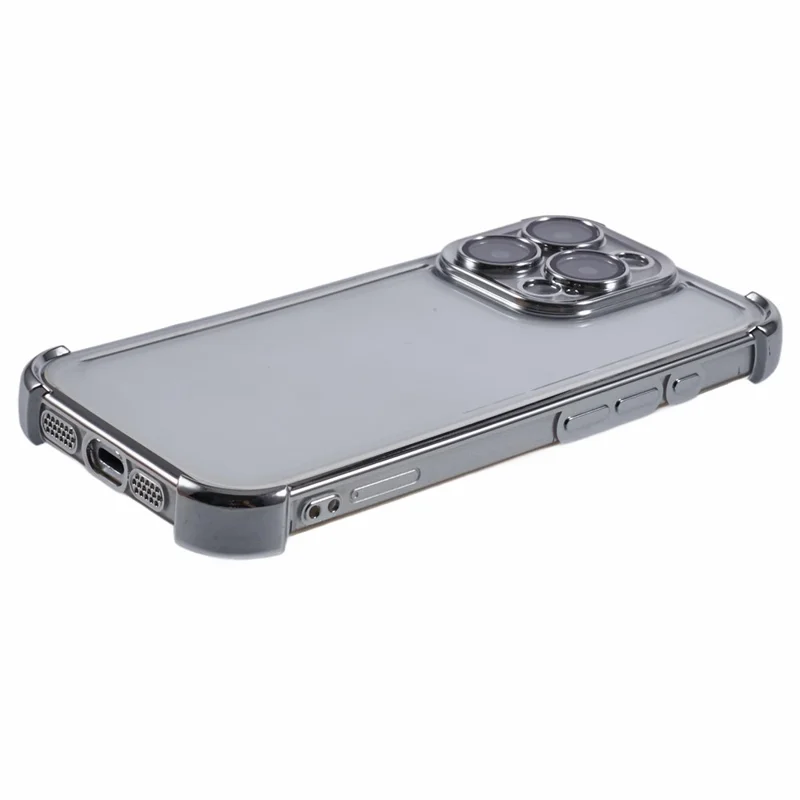 For iPhone 16 Pro Max Case Reinforced Corners TPU Clear Back Cover - Silver