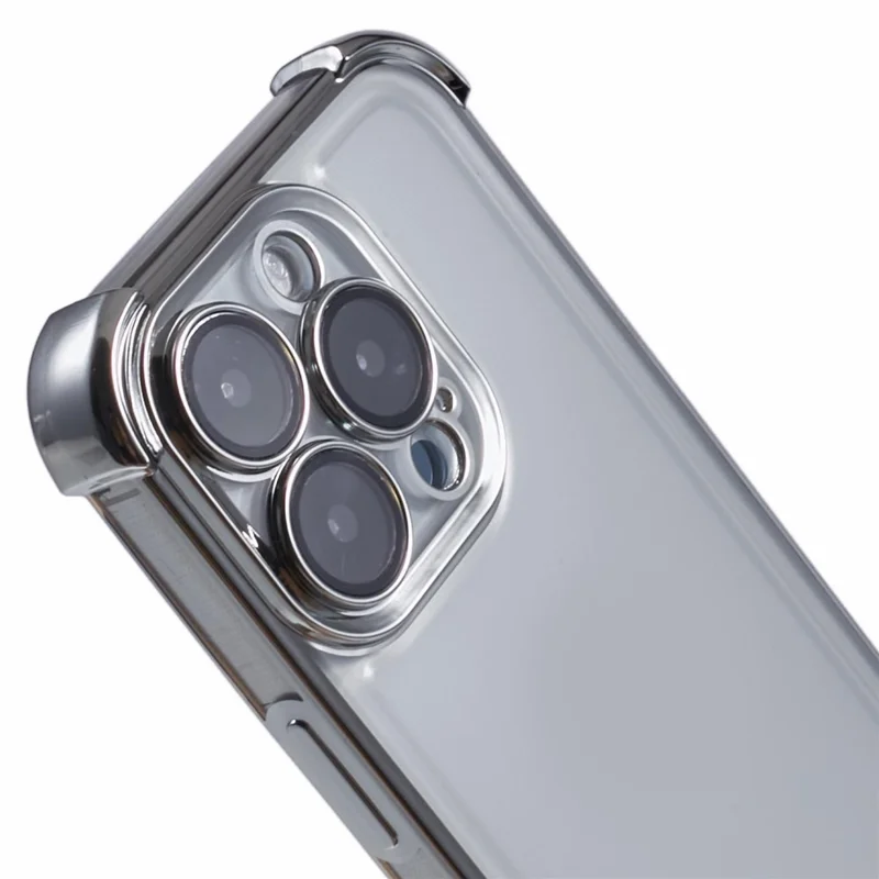 For iPhone 16 Pro Max Case Reinforced Corners TPU Clear Back Cover - Silver
