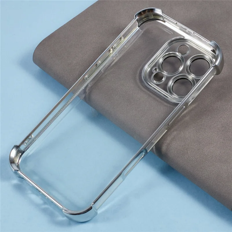 For iPhone 16 Pro Max Case Reinforced Corners TPU Clear Back Cover - Silver