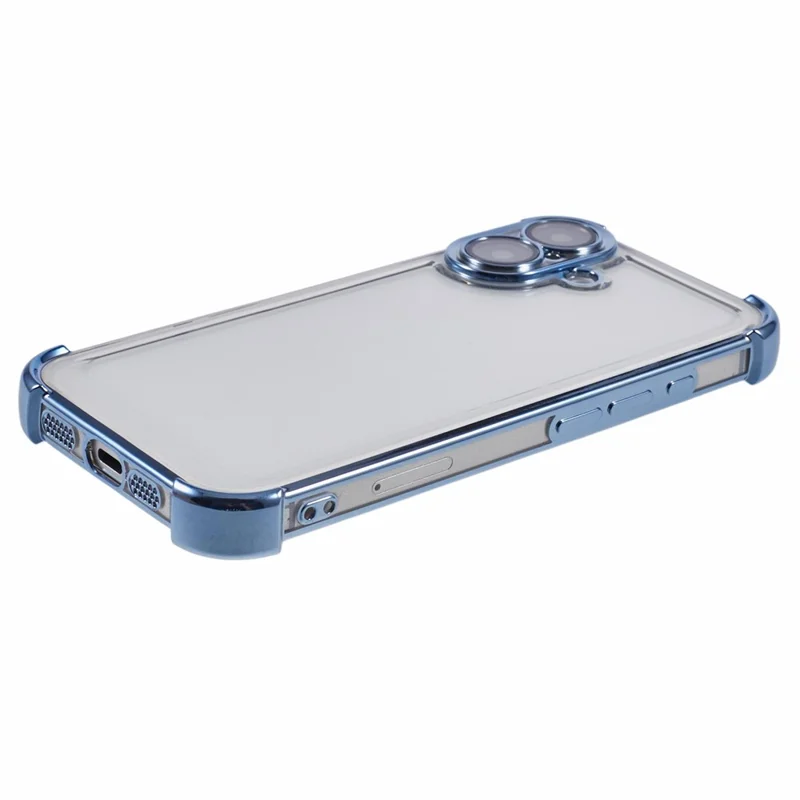 For iPhone 16 Plus Case Reinforced Corners TPU Clear Back Cover - Blue