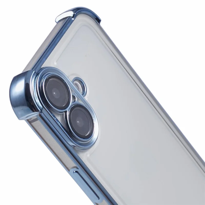 For iPhone 16 Plus Case Reinforced Corners TPU Clear Back Cover - Blue