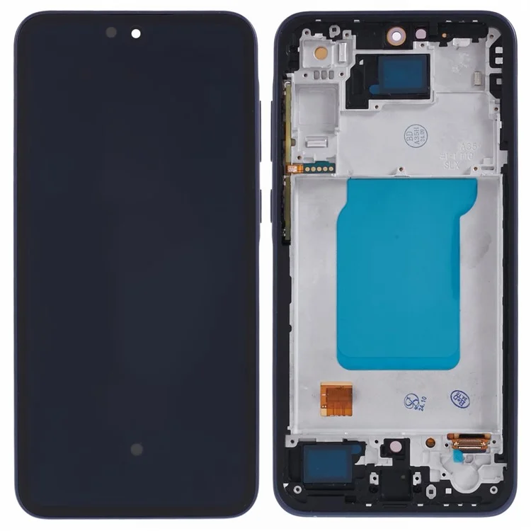 Para Samsung Galaxy A35 5G A356 Grau C Montagem de tela OLED e digitalizador + Estrutura (Sem logotipo) - Azul escuro