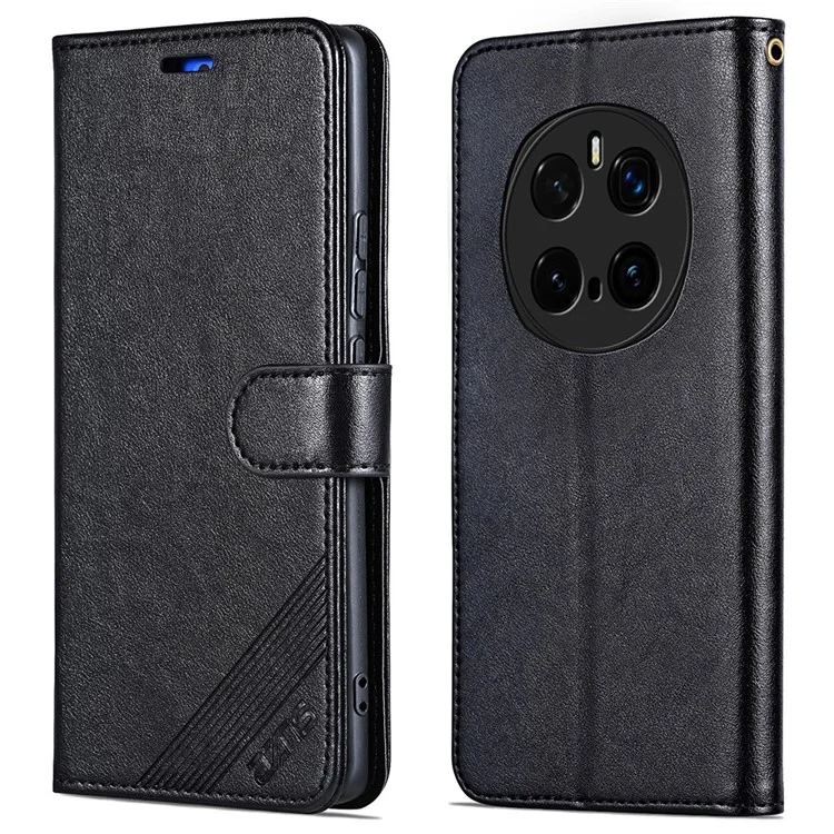 AZNS For Honor Magic7 Pro 5G Case Anti-Scratch PU Leather Stand Wallet Phone Cover - Black
