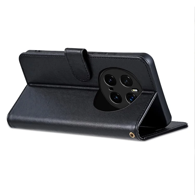 AZNS For Honor Magic7 Pro 5G Case Anti-Scratch PU Leather Stand Wallet Phone Cover - Black