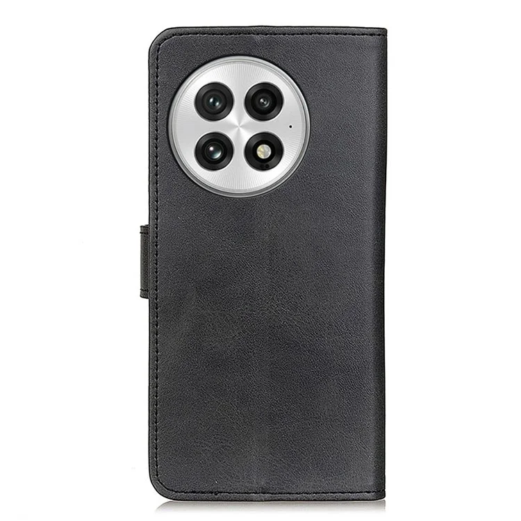 Für OnePlus 13 Stand Wallet Case Kuhledertextur Leder Handyhülle - Schwarz