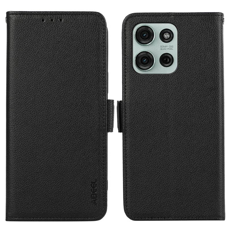 ABEEL For Motorola Moto G75 5G Case Litchi Texture Leather RFID Blocking Phone Cover - Black