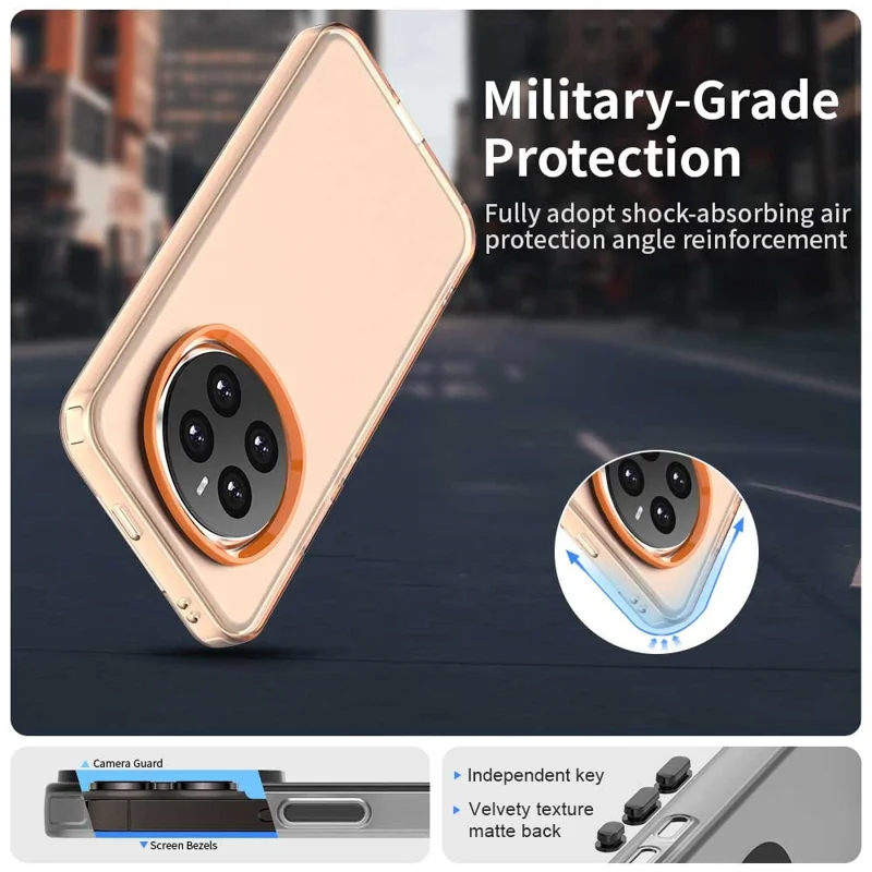 For Honor Magic7 5G Case PC+TPU+PET Matte Anti-Drop Phone Back Cover - Orange