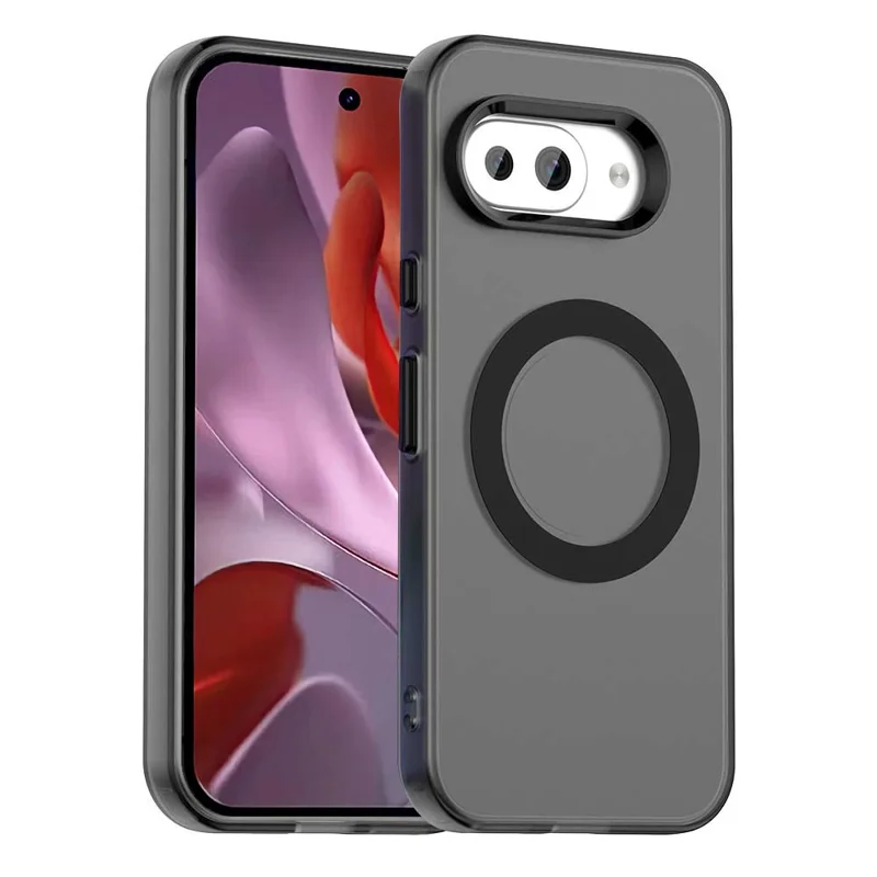 For Google Pixel 9a Magnetic Case PC+TPU+PET Anti-Drop Phone Cover - Black