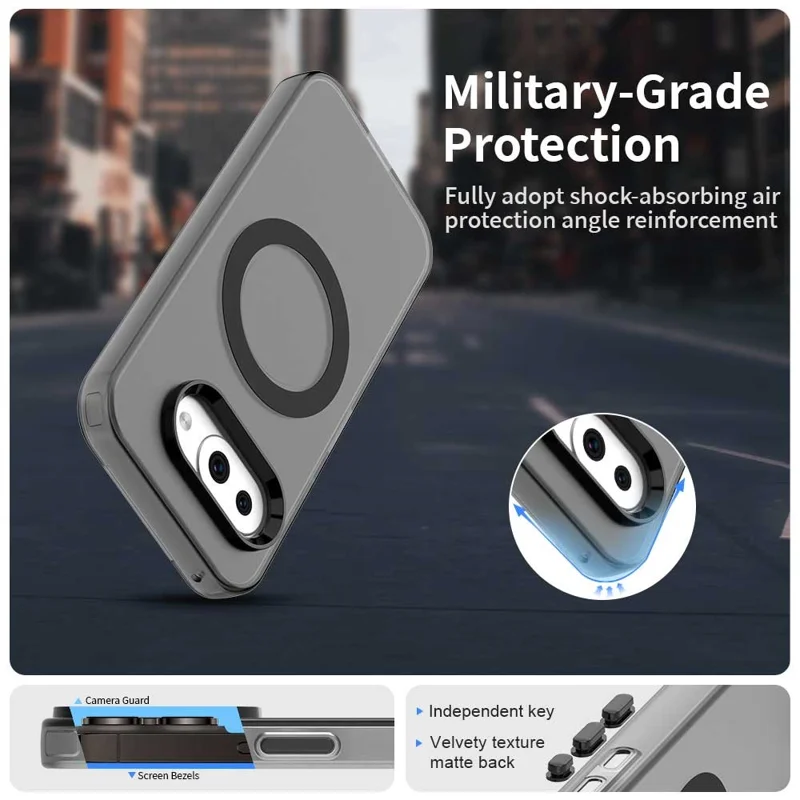 For Google Pixel 9a Magnetic Case PC+TPU+PET Anti-Drop Phone Cover - Black