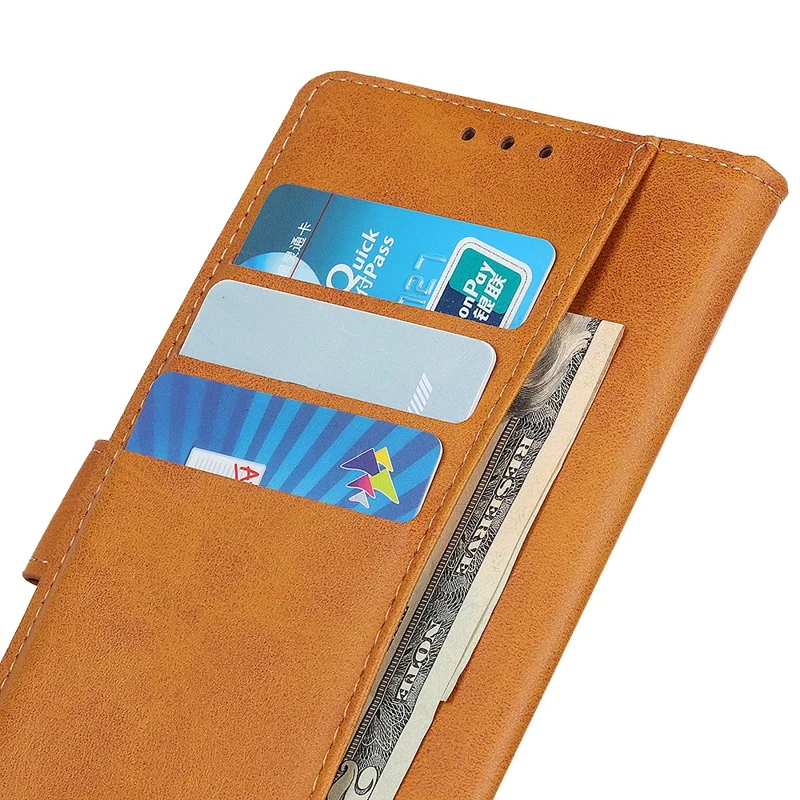For Google Pixel 9a Stand Wallet Case Cowhide Texture Leather Phone Cover - Brown