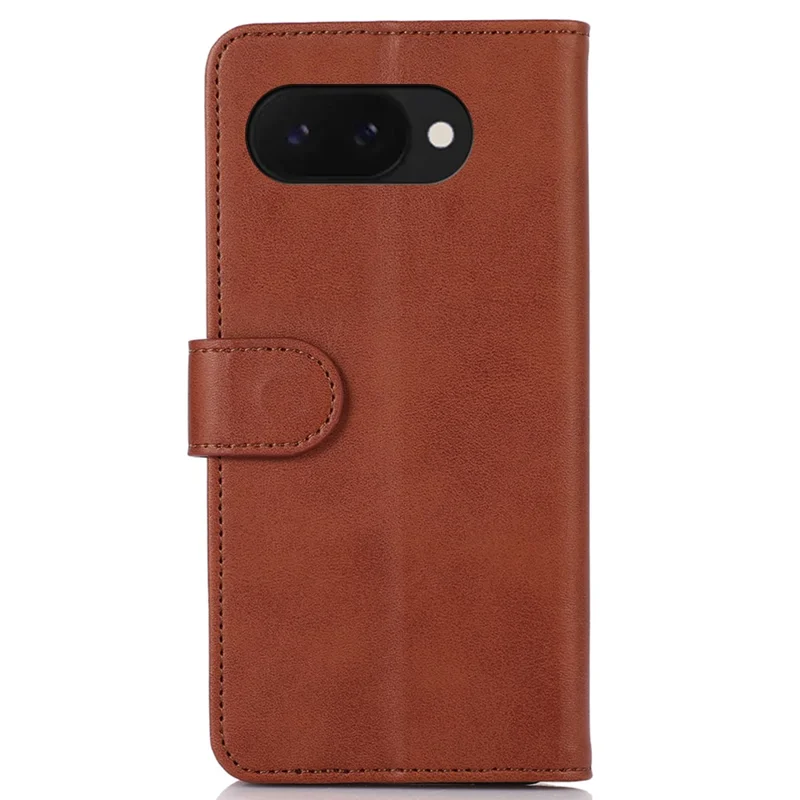 Til Google Pixel 9a Etui i kustrukturolæder med tegnebog og stander - Brun