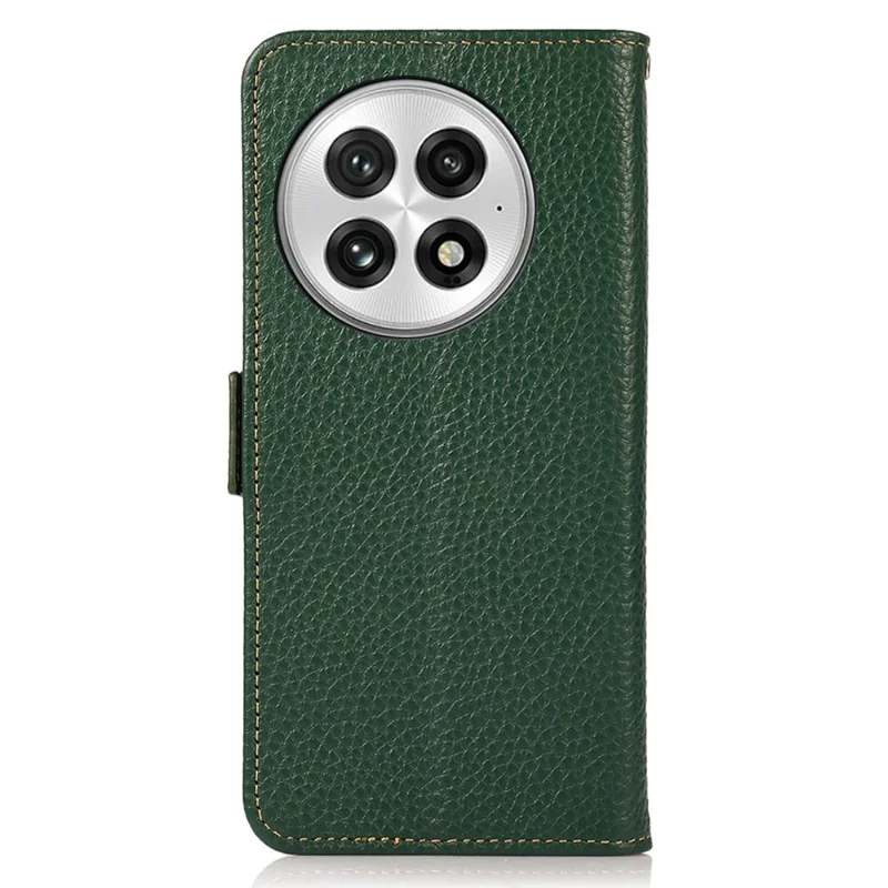KHAZNEH For OnePlus 13 Phone Case Genuine Cow Leather Cover RFID Blocking - Green