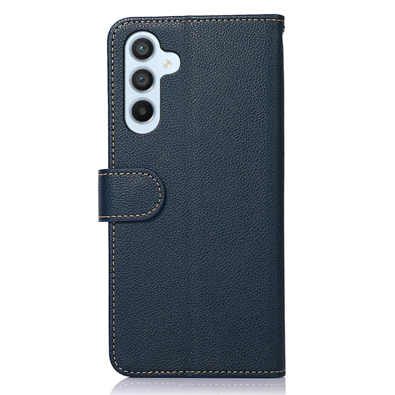 KHAZNEH For Samsung Galaxy A36 5G Case RFID Blocking Wallet Litchi Texture PU Leather Phone Cover - Blue