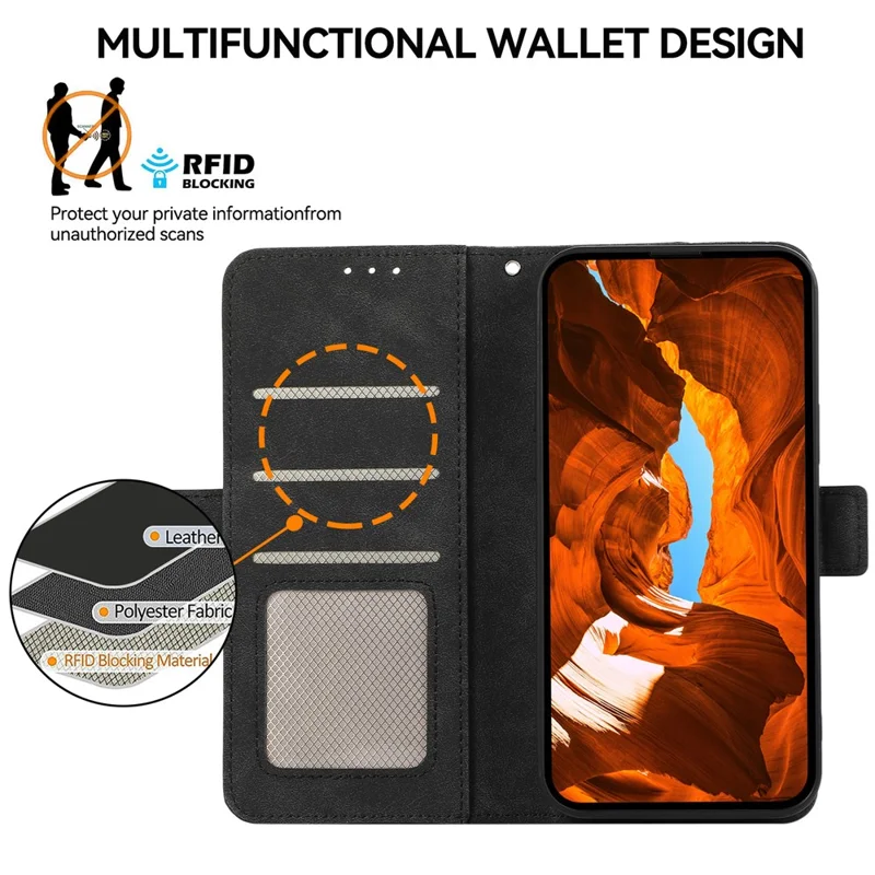 ABEEL For OnePlus 13 Case PU Leather Folio Stand View RFID Blocking Phone Cover - Black