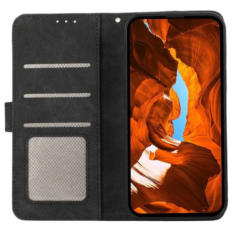 ABEEL Para OnePlus 13 Capa Cor Splicing Leather Flip Phone Cover RFID Blocking - Preto