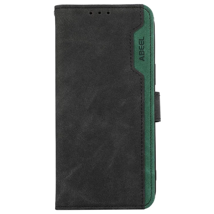 ABEEL Para OnePlus 13 Capa Cor Splicing Leather Flip Phone Cover RFID Blocking - Preto
