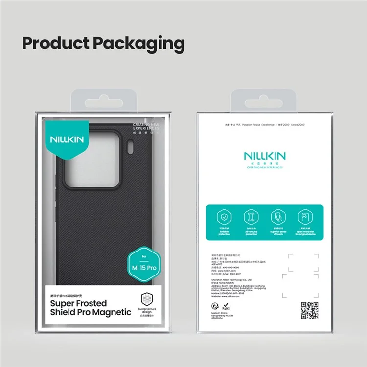 NILLKIN Frosted Shield Pro for Xiaomi 15 Pro Case Compatible with MagSafe PC+TPU Phone Cover - Black