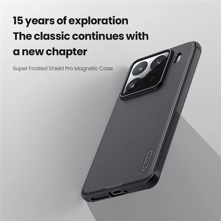 NILLKIN Frosted Shield Pro for Xiaomi 15 Pro Case Compatible with MagSafe PC+TPU Phone Cover - Black
