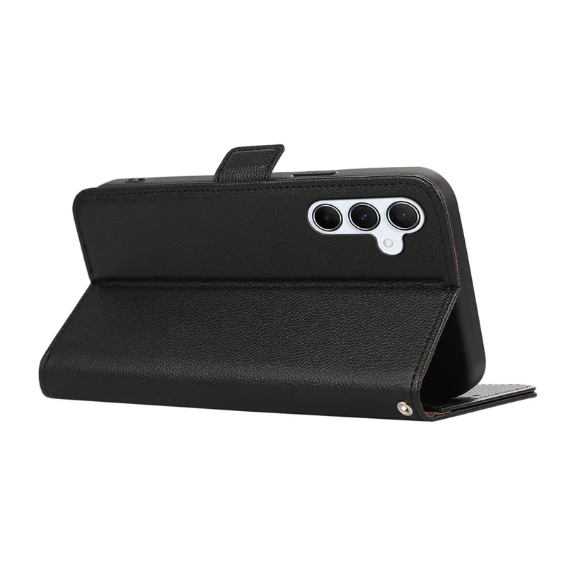 ABEEL For Samsung Galaxy S24 FE Case Litchi Texture Leather RFID Blocking Phone Cover - Black