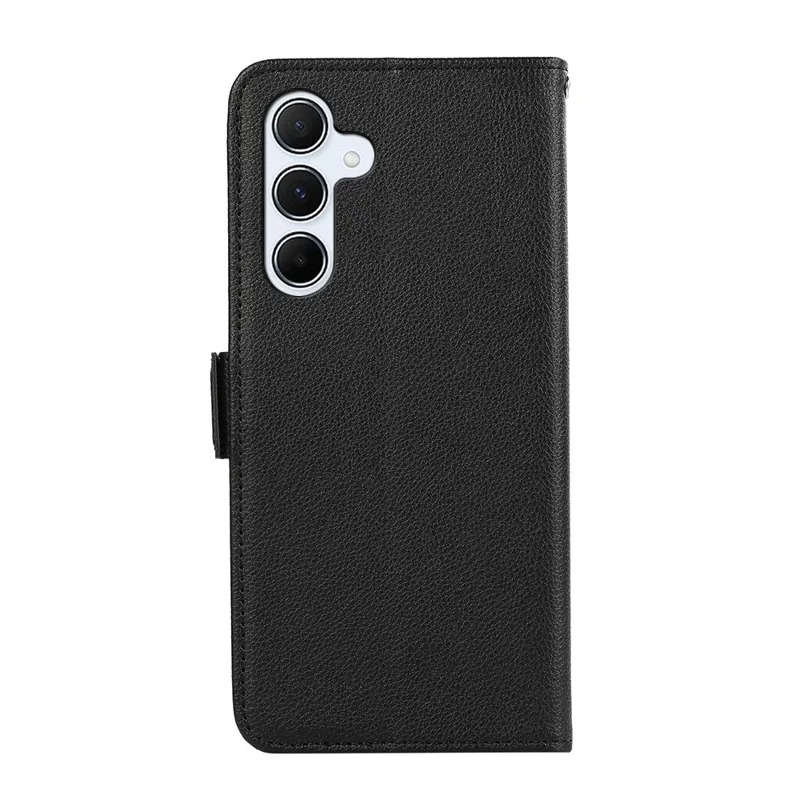 ABEEL For Samsung Galaxy S24 FE Case Litchi Texture Leather RFID Blocking Phone Cover - Black