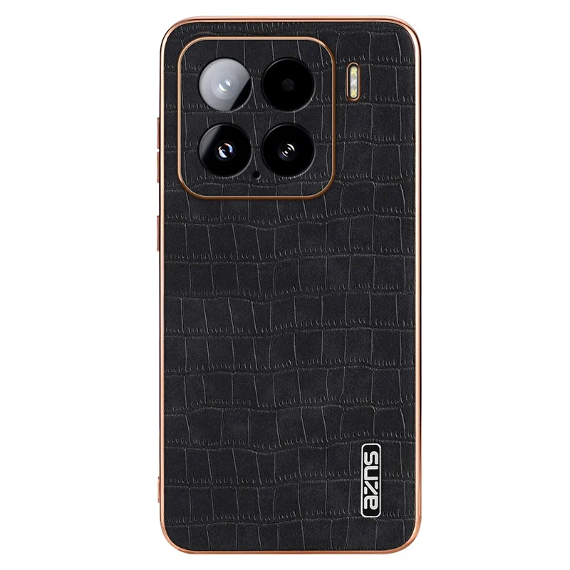 AZNS لجهاز Xiaomi 15 غطاء كهربائي بملمس تمساح من مادة PU+TPU - أسود