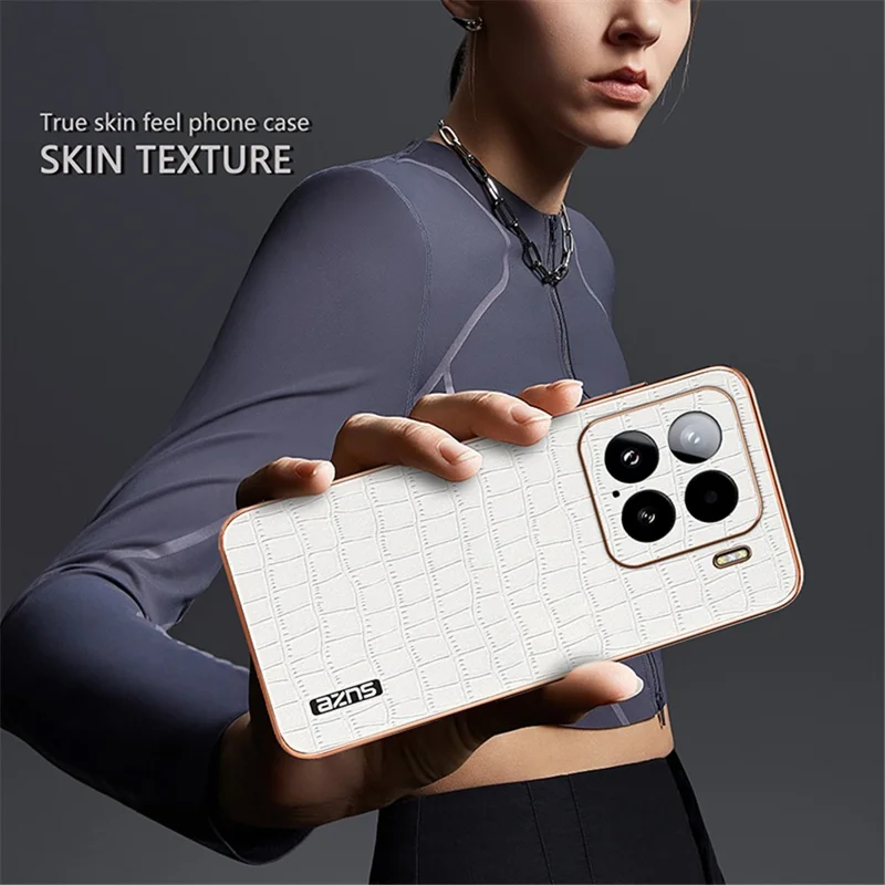 AZNS لجهاز Xiaomi 15 غطاء كهربائي بملمس تمساح من مادة PU+TPU - أسود