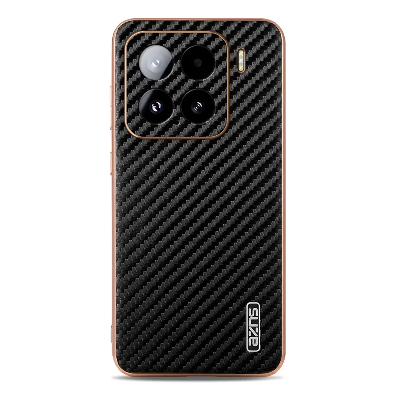AZNS For Xiaomi 15 Case Electroplating Carbon Fiber Texture PU+TPU Phone Cover - Black