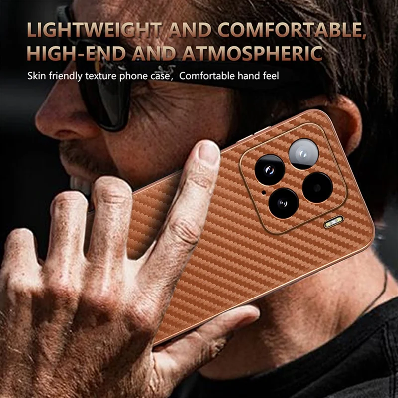 AZNS For Xiaomi 15 Case Electroplating Carbon Fiber Texture PU+TPU Phone Cover - Black