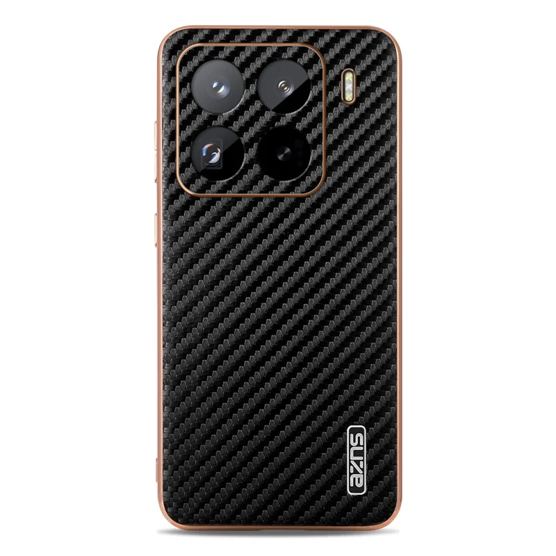 AZNS For Xiaomi 15 Pro Case Electroplating Carbon Fiber Texture PU+TPU Phone Cover - Black