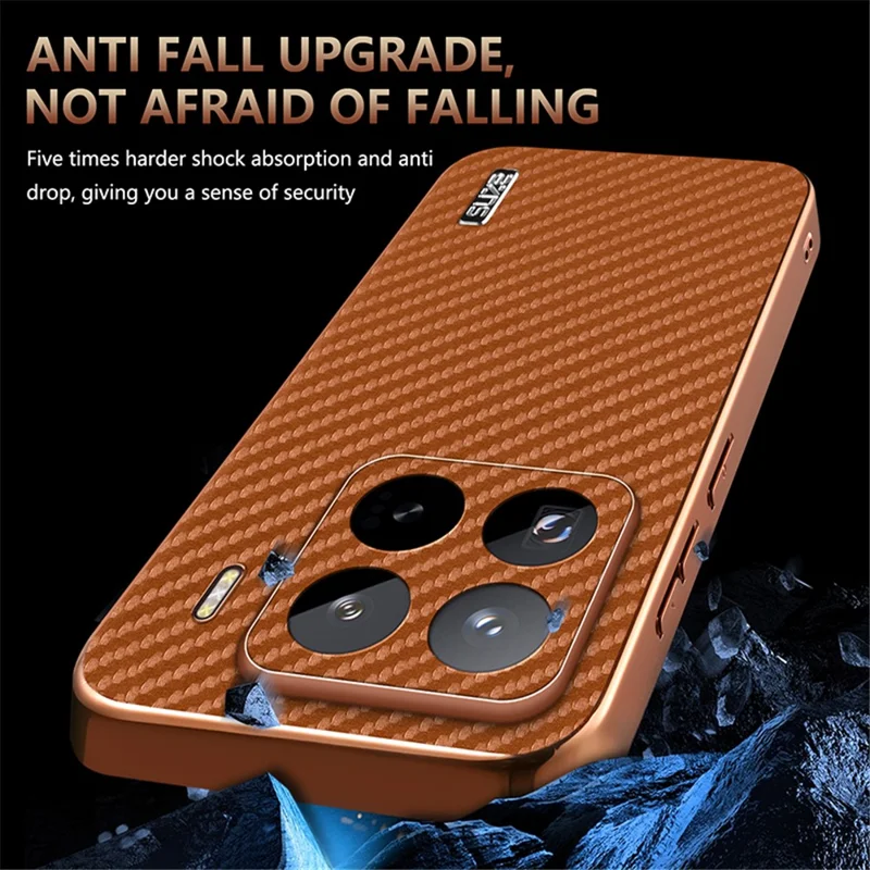 AZNS For Xiaomi 15 Pro Case Electroplating Carbon Fiber Texture PU+TPU Phone Cover - Black